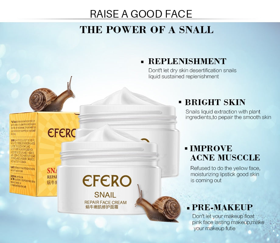Snail Rejuvenating Face Cream Moisturizing Shrinking Pore Brightening Skin Cream