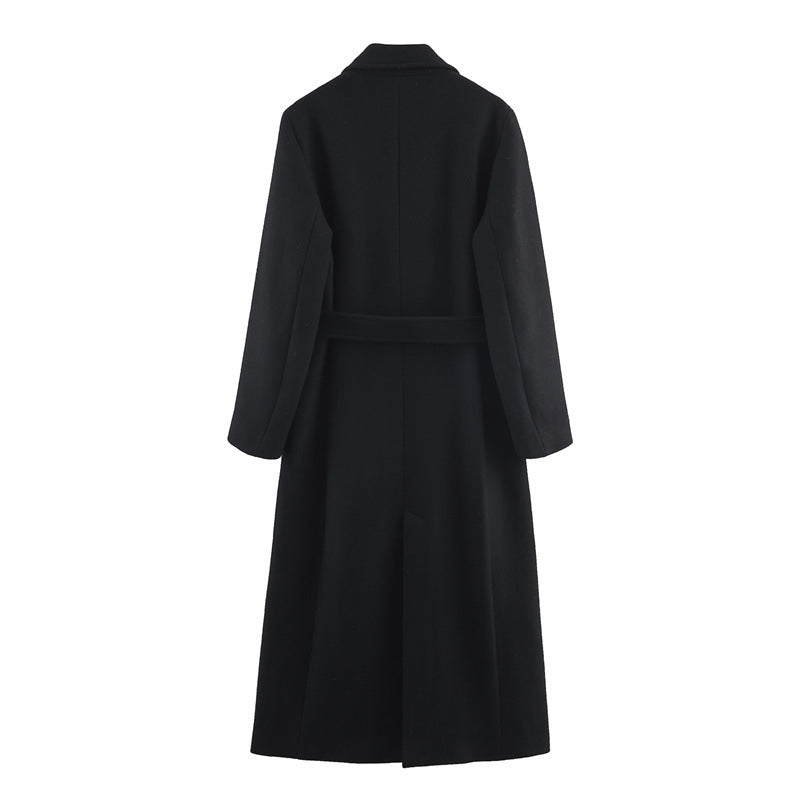 Women's Blend With Belt Long Overcoat Outerwear
