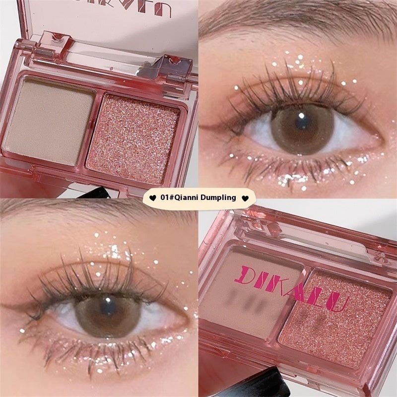 DIKALU Cool Two-tone Eye Shadow Plate Pink And Black Matte Shimmer Sweet And Spicy Punk