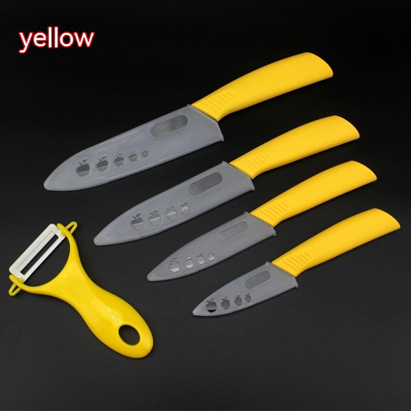 Colorful Handle Black Blade Ceramic Knife Set Of Five