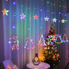Christmas Deer Tree Bells Star String Fairy Lights Curtain Light Outdoor Garland