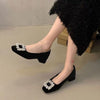 High Sense Square Toe Rhinestone Pumps Women