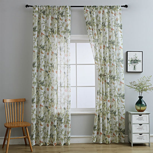 American-style Printed Cotton And Linen Window Sheer Small Curtains Semi-sheer Curtain Fabric