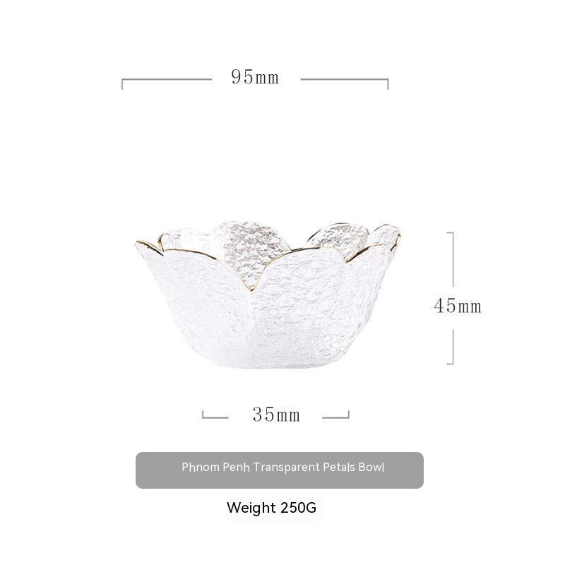 Japanese Style Hammer Pattern Petal Glass Bowl Plate Set