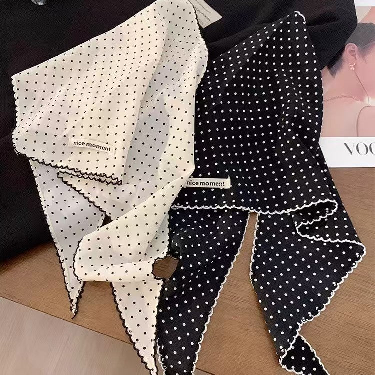 Women's Korean-style Polka Dot Scarf Triangular Binder Lace-up Waist Decorative Summer