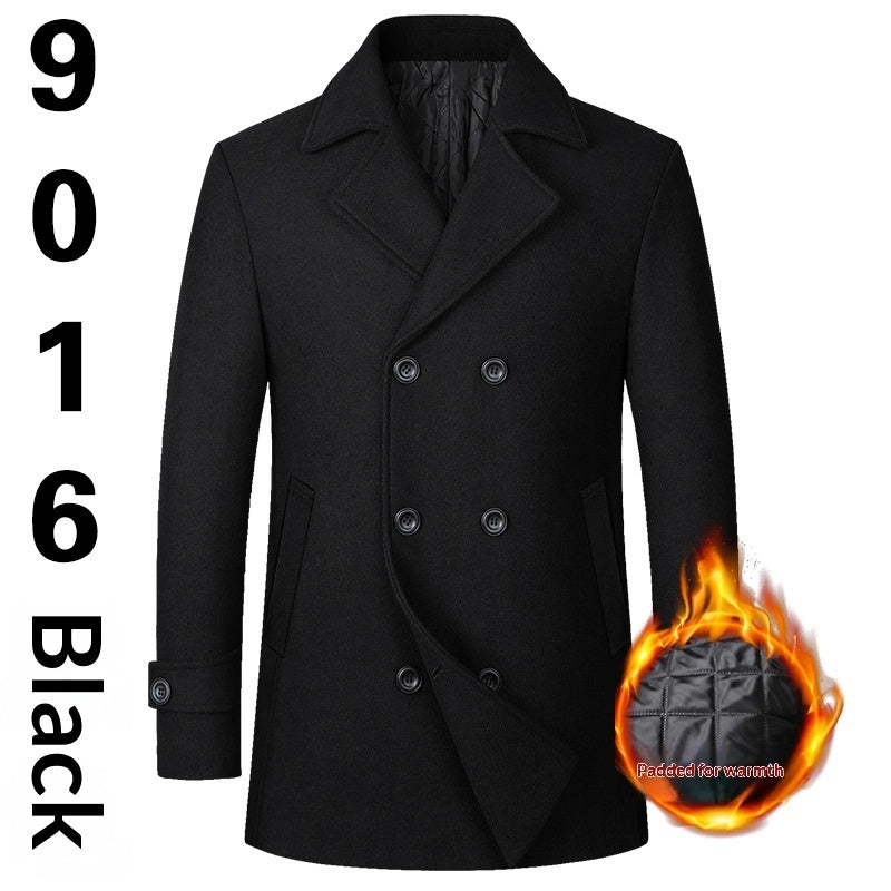 Fashion Double-breasted Lapel Mid-length Wool Men's Coat Dropshipping