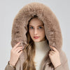 Women's Winter Fur-Lined Hooded Parka Coat Mid Length Down