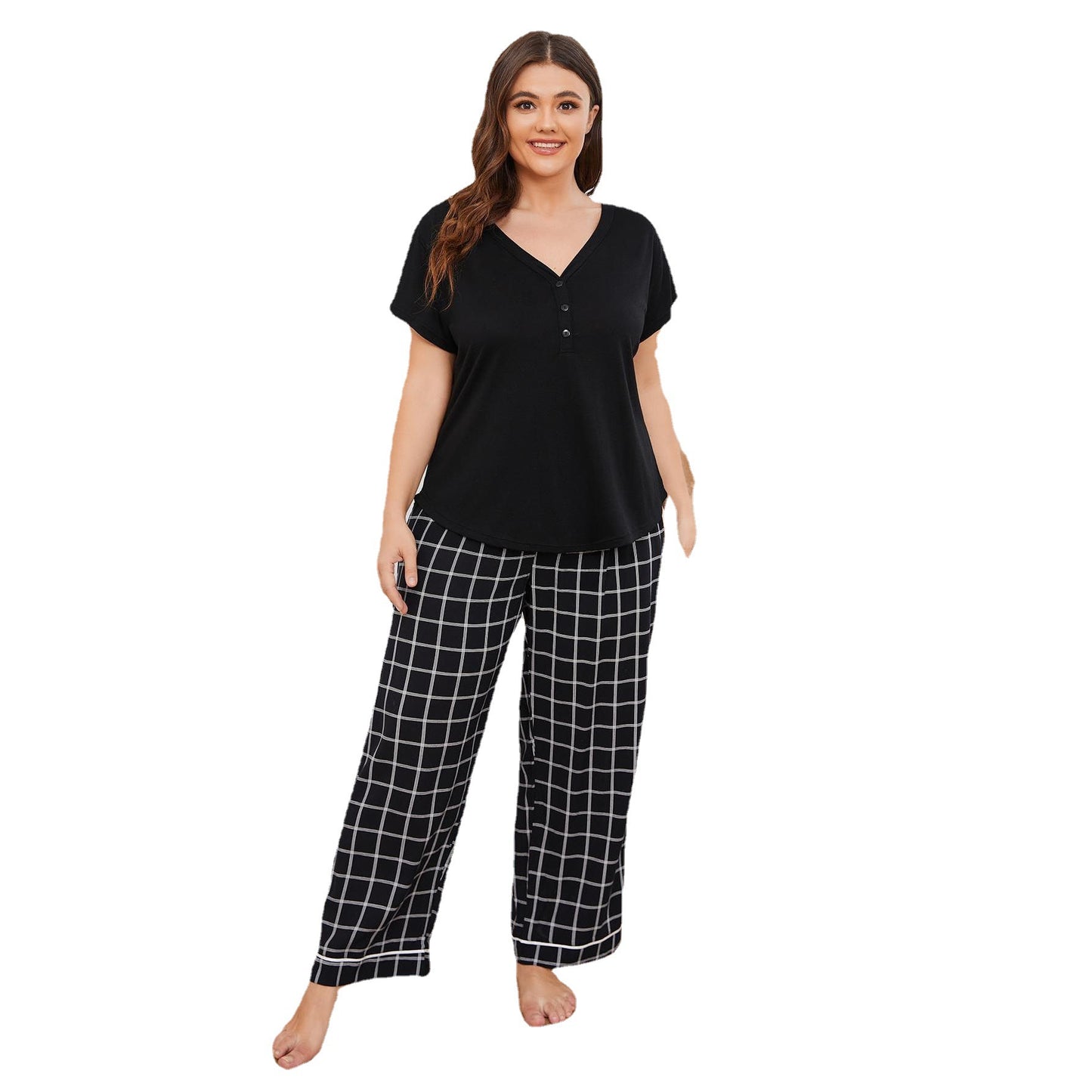 Plus Size Pajamas Women's Short-sleeved Trousers Homewear Suit