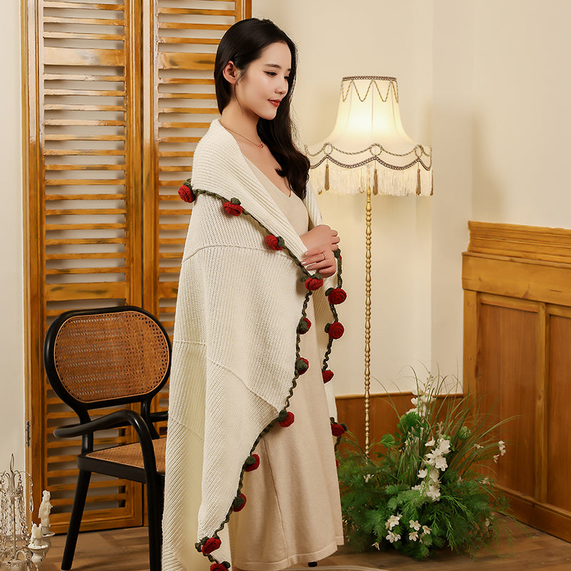 Hand Rose Blanket Into Bouquet Blanket Knitted Shawl
