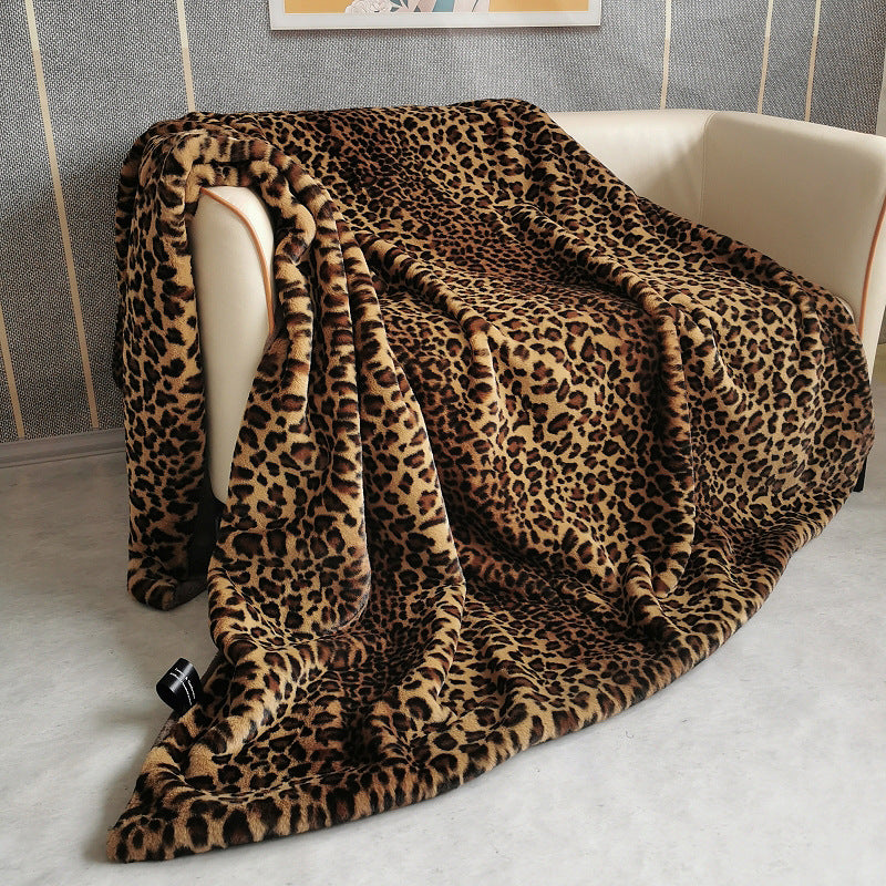 One Piece Dropshipping Leopard Print Artificial Wool Blanket Polyester Blanket Brown Gradient Fake Fur Cover Blanket Factory Spot