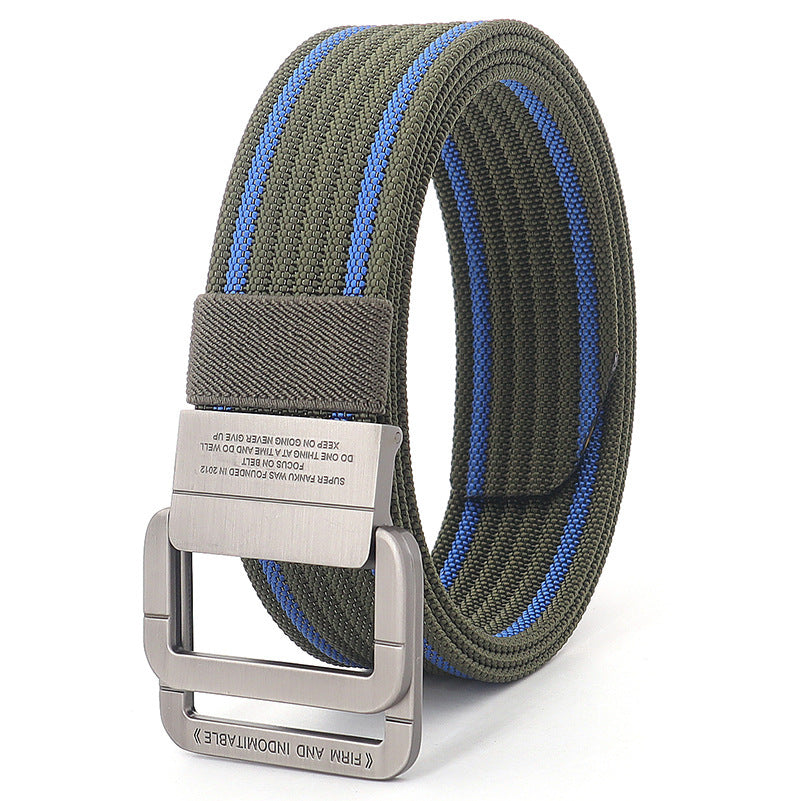 Alloy Double Ring Buckle Woven Nylon Tactical Sports Outdoor Waist Belt