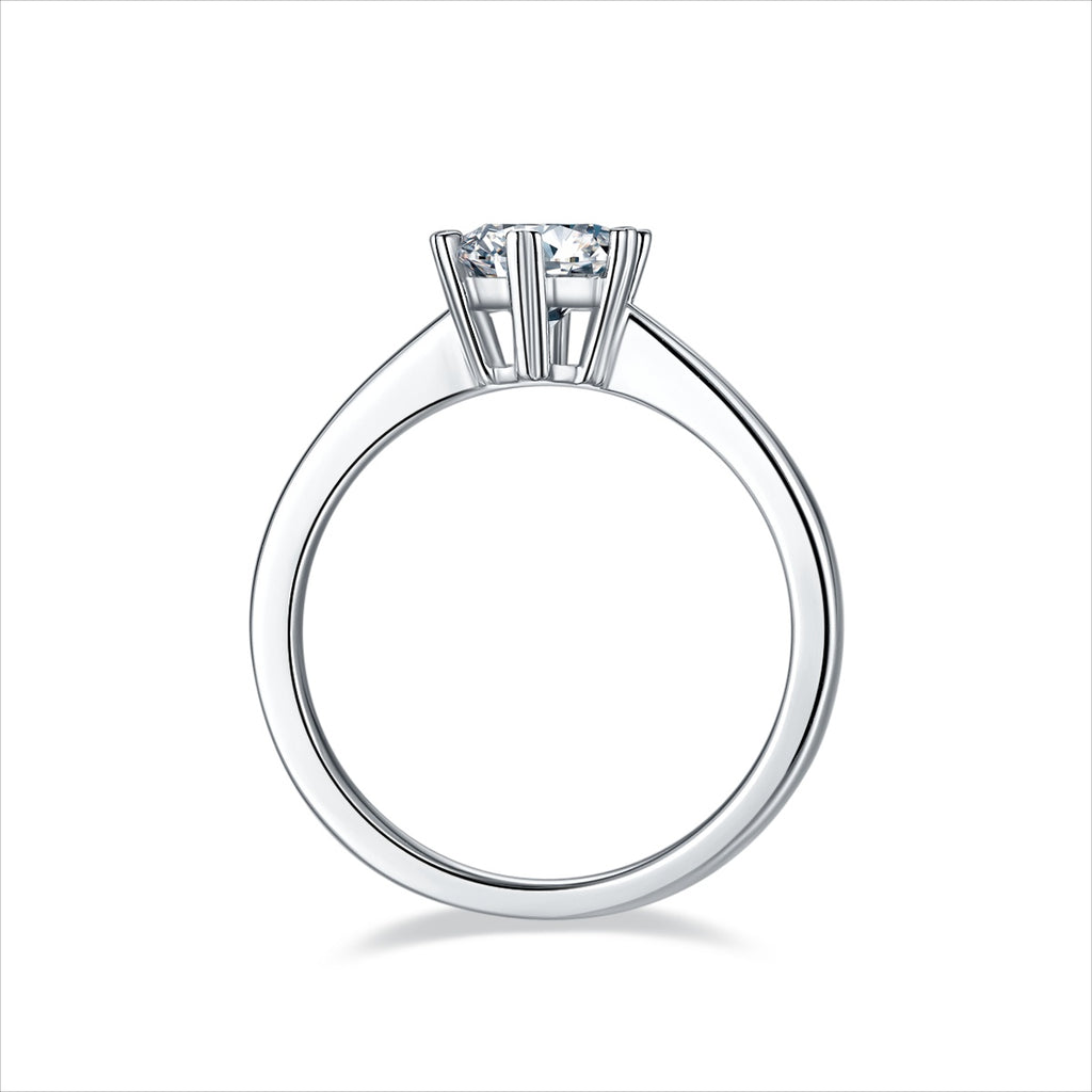 Snowflake Blooming - A Wedding Ring Set With 1-carat Top-quality Moissanite S925 Silver And Platinum-plated Diamond. The Ring Can Be Inspected With A Diamond Pen