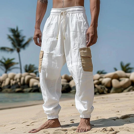 Beach Straight-leg Pants Solid Color Comfortable Street Daily Wear