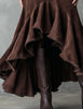 Western Brown High-Low Eco Suede Ruffle Maxi Skirt