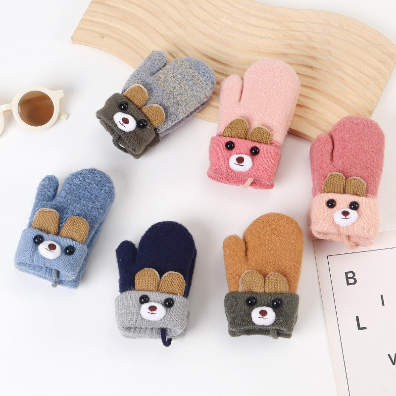 Simple Children's Cartoon Winter Warm Gloves