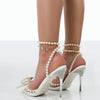 European And American Transparent Crystal Pearl Bow Head Sandals For Women