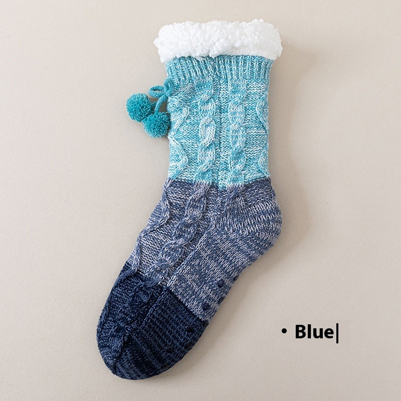 Lambswool Thickened Warm Mid-calf Length Socks Non-slip Floor Socks