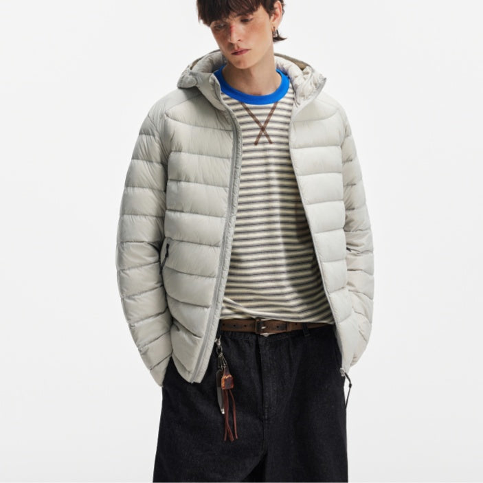 Lightweight Ribbed Hooded Down Jacket For Men And Women, Warm In Winter