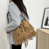New European And American Simple Retro Tassel Drawstring Bucket Bag