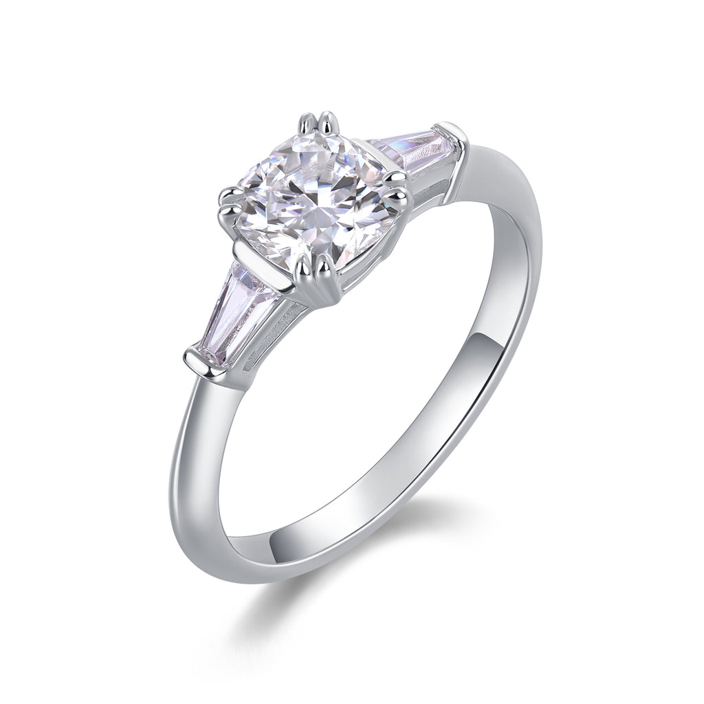 DESTINY- A Wedding Ring Set With Top-quality Moissanite S925, Silver And Platinum-plated. The Ring Can Be Inspected With A Diamond Pen