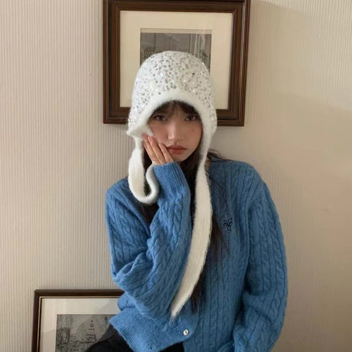 South Korea Designer Model Sequin Bag Cap Women