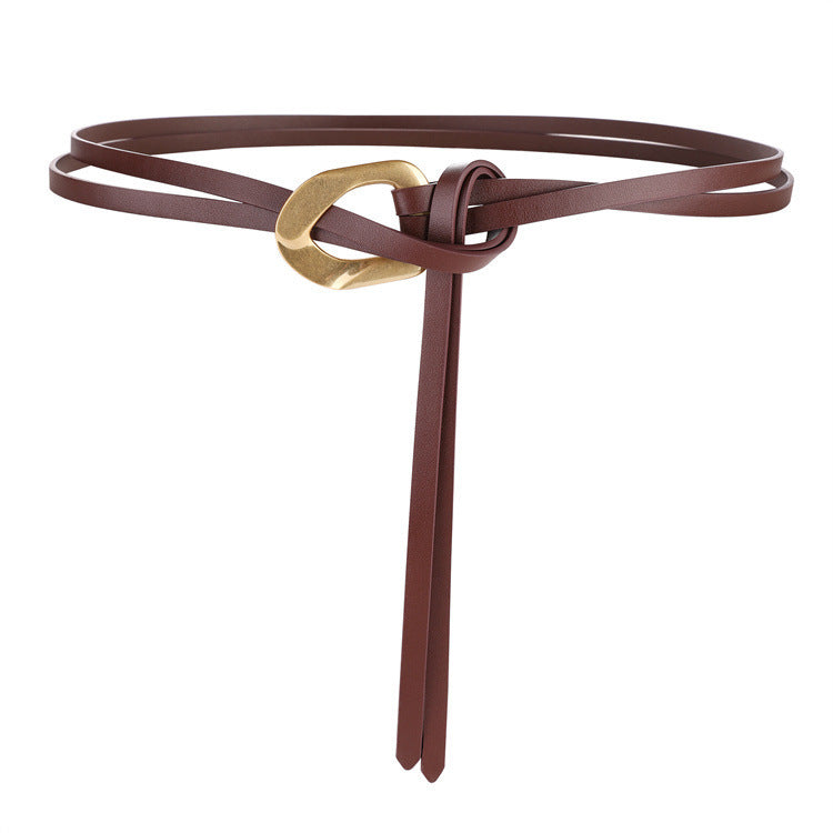 Fashionable And Novel Women's Knot Buckle Thin Belt