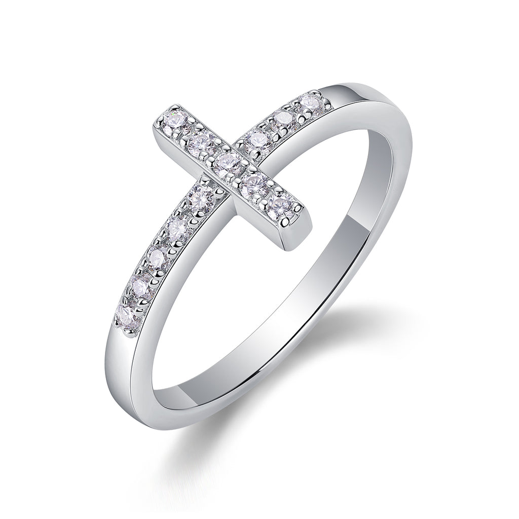 The Holy Light Cross - A Wedding Ring Set With Top-quality Moissanite S925 In Silver And Gold-plated. The Ring Can Be Inspected With A Diamond Pen