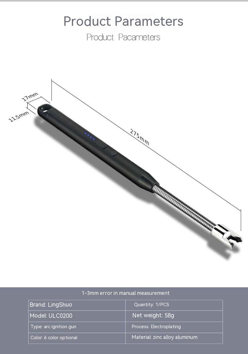 Metal Windproof USB Charging Arc Pulse Burning Torch 360 Degree Hose Candle Gas Range Igniter