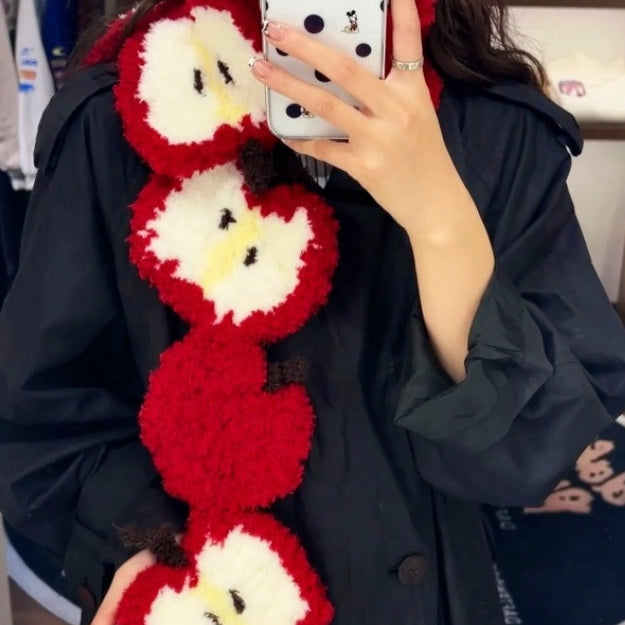 Autumn And Winter New Christmas Apple Stitching Scarf Finished Product