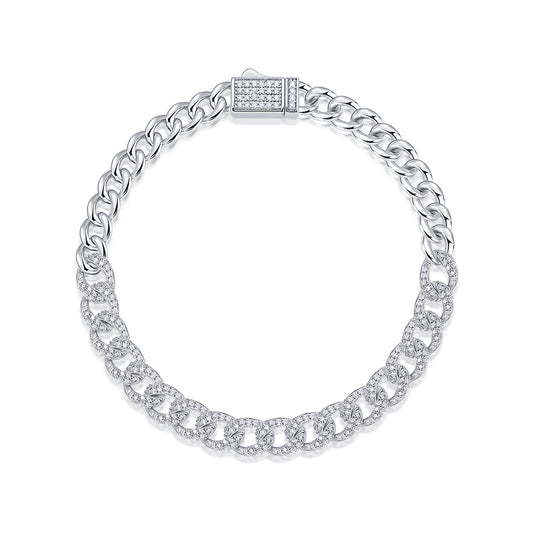 Set With Top-quality Moissanite, This Luxurious And Fashionable Light Luxury Jewelry Silver Bracelet Is Made Of S925 Silver Electroplated With Platinum