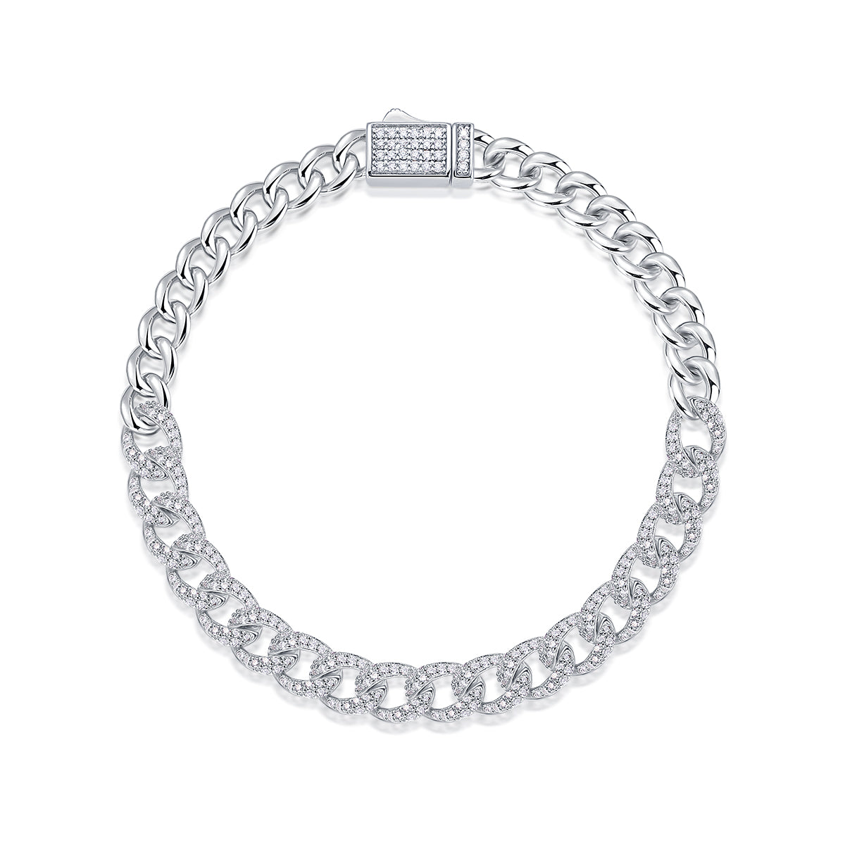 Set With Top-quality Moissanite, This Luxurious And Fashionable Light Luxury Jewelry Silver Bracelet Is Made Of S925 Silver Electroplated With Platinum