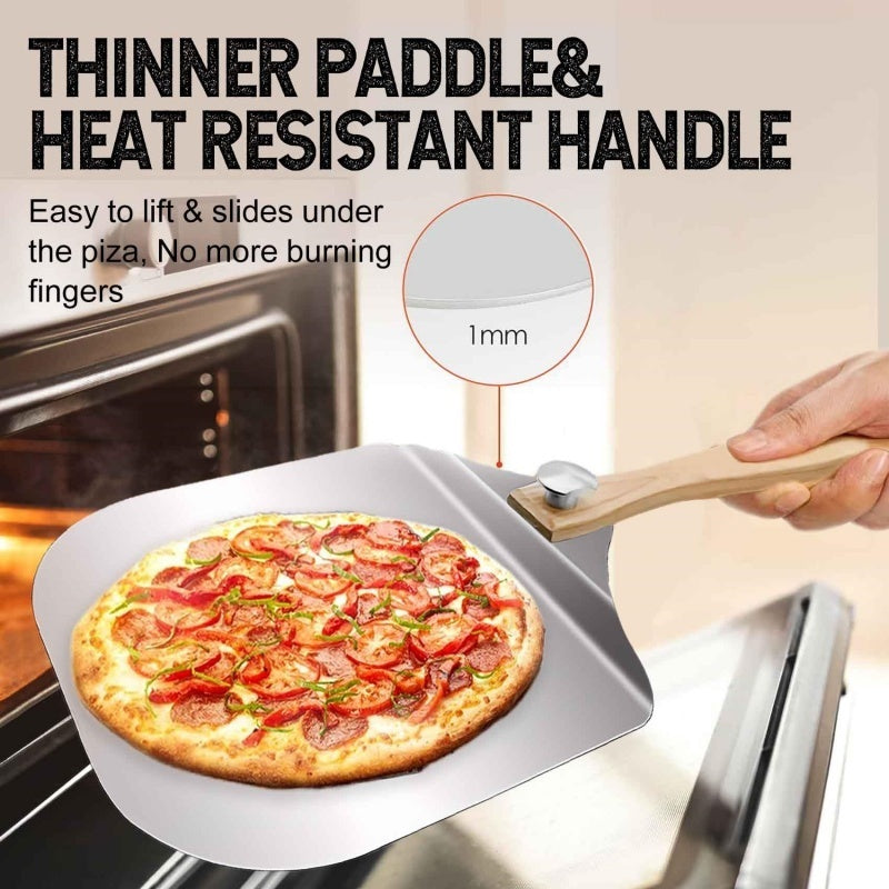 12 Inch Pizza Peel Oven Aluminium Foldable Wood Handle And Pizza Paddle
