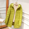 Down Jacket Women's Mid-length Hooded Slim Fit Light Coat