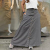 Women's Solid Color High-Waisted A-Line Skirt With Slit And Button Detail Flared Midi Skirt With Pockets For Spring & Fall