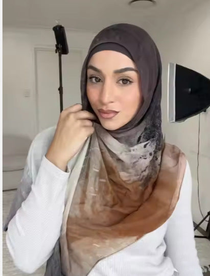 Watercolor Series Satin Polyester Ethnic Shawl