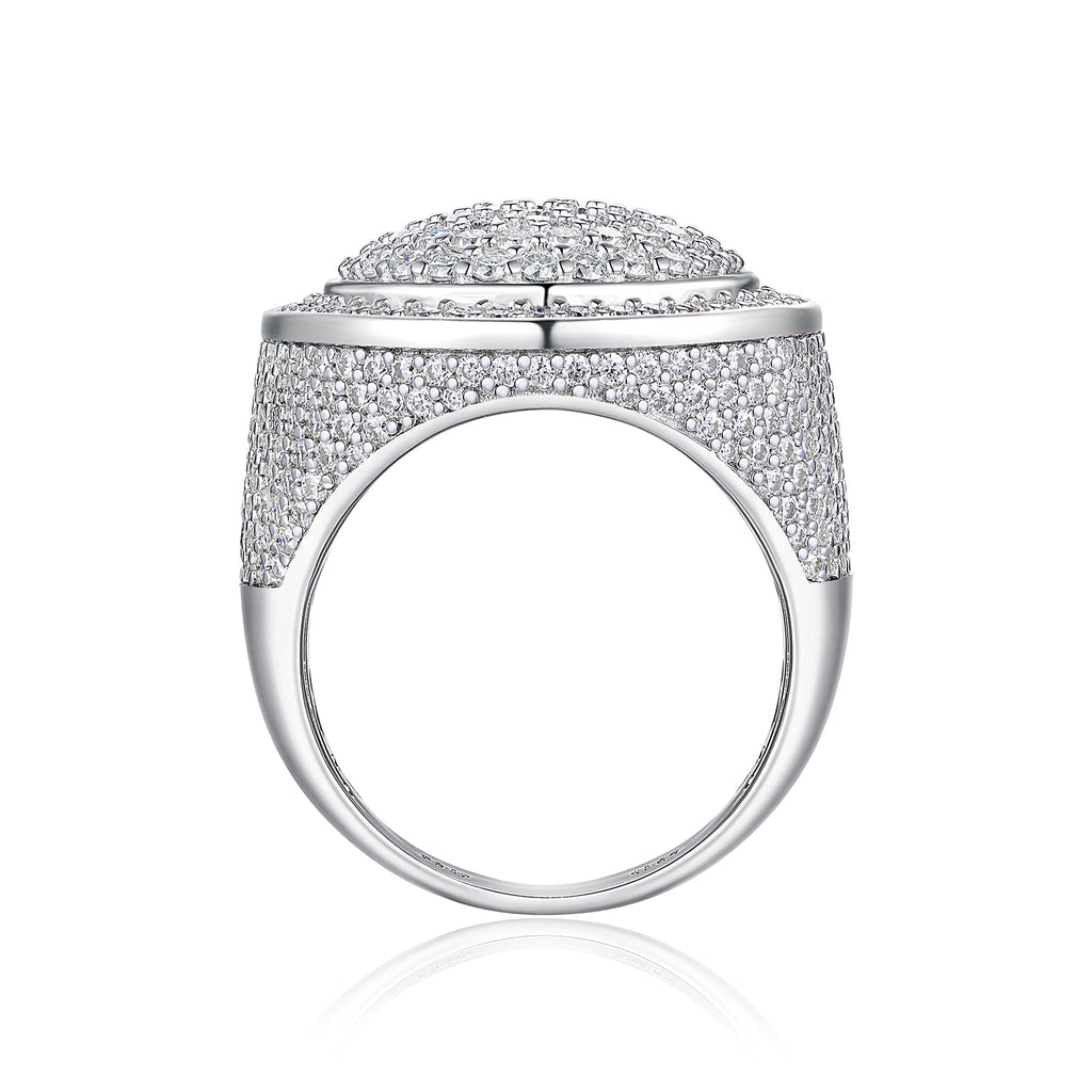 The King Of Hip-hop - Men's Ring, Diamond Ring And Wedding Ring Set With Top-quality Moissanite S925, Silver And Platinum-plated. The Ring Can Be Tested With A Diamond Pen