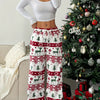 Christmas Plush Warm Pattern Printing Casual And Comfortable Loose Straight Trousers