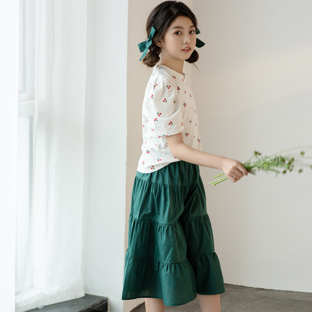 Korean Version Of Morandi Culottes Set Women's Big Kids Casual Pants Set