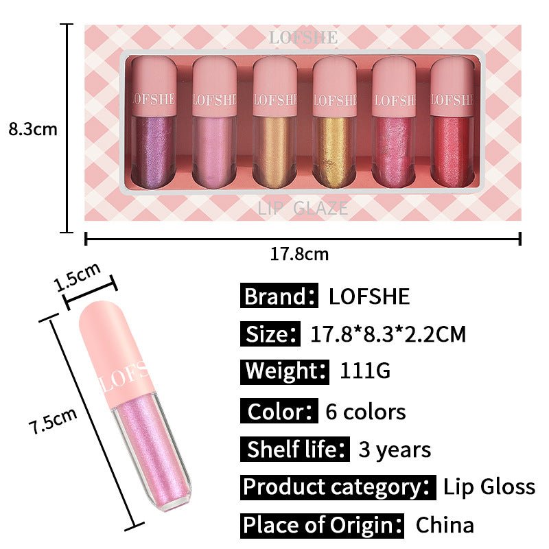 6 - color Lip Gloss Set Light Bright Waterproof - Eshtree