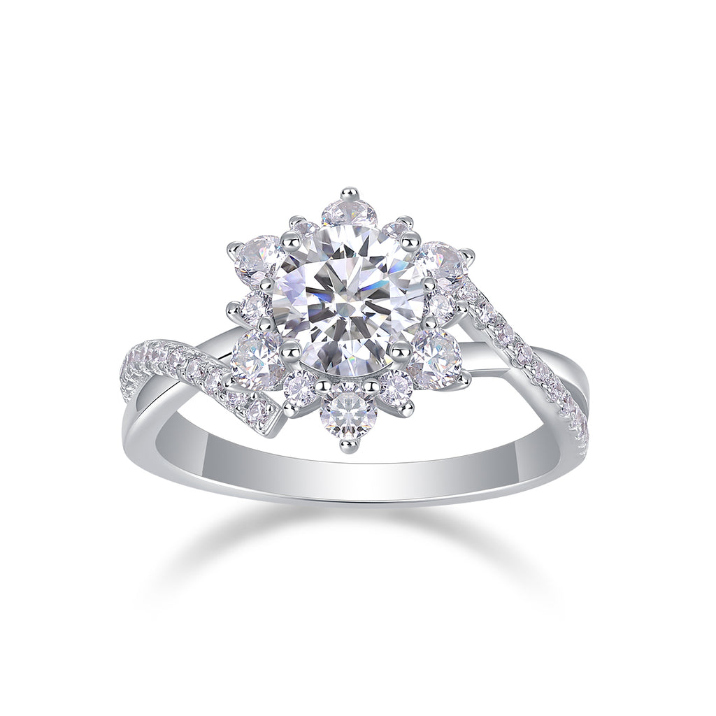Hidden Poetry - A Wedding Ring Set With 1-carat Top-quality Moissanite S925 Silver And Platinum-plated Diamond Can Be Inspected With A Diamond Pen
