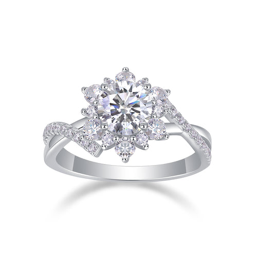 Hidden Poetry - A Wedding Ring Set With 1-carat Top-quality Moissanite S925 Silver And Platinum-plated Diamond Can Be Inspected With A Diamond Pen