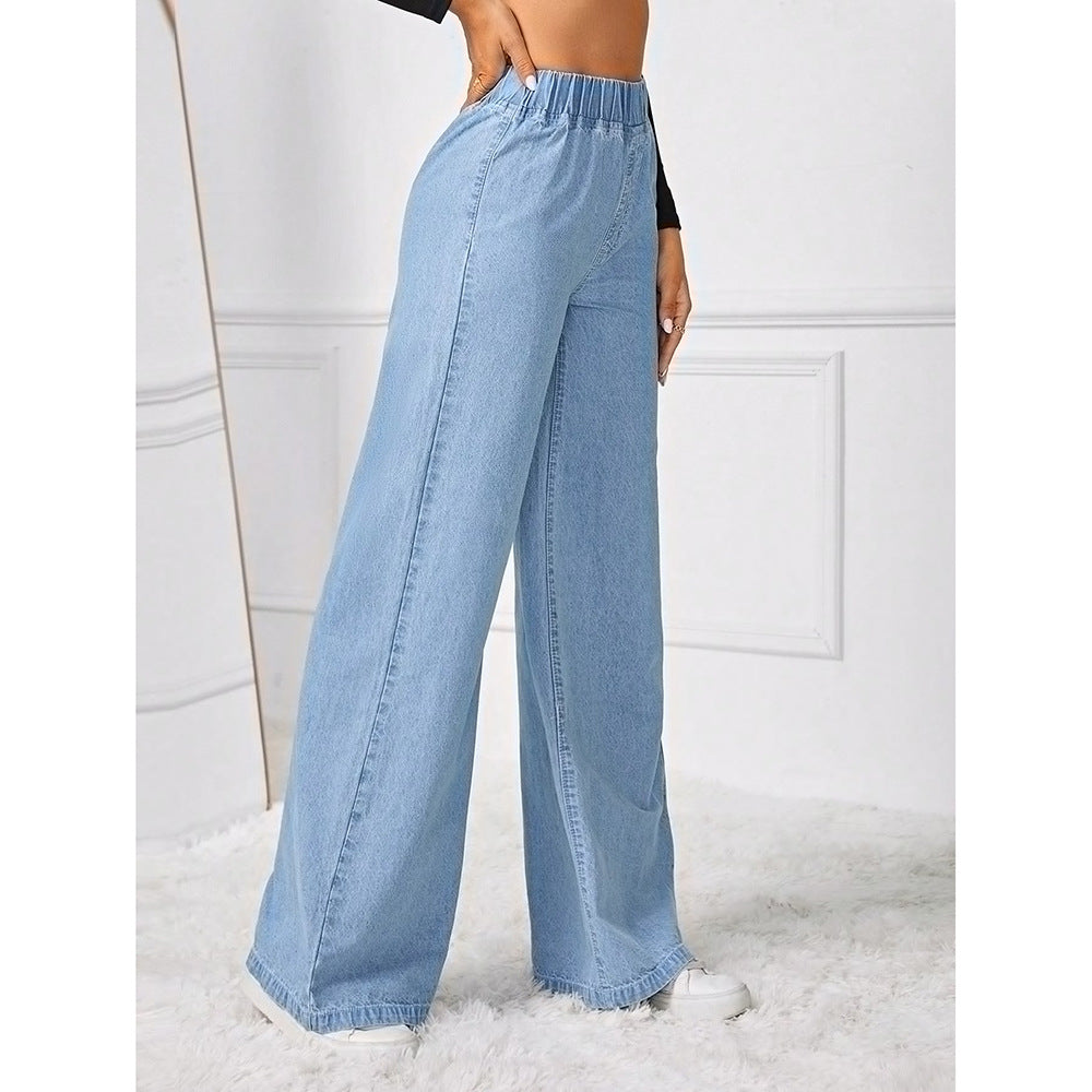 New High-waisted Wide-leg Loose-fit Retro Draping Straight-leg Long Pants