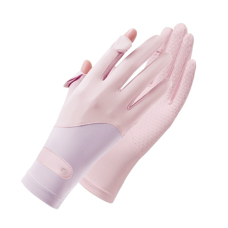 Ice Silk Sun Protection Gloves Lightweight Anti-slip Touch Screen UV Protection