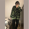 Zebra Print Sweater Cardigan Women Retro Loose Knitted Jacket