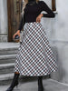 Women's High Waist Casual Loose Plaid Midi Dress
