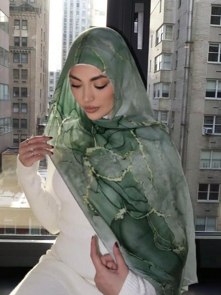 Watercolor Series Satin Polyester Ethnic Shawl