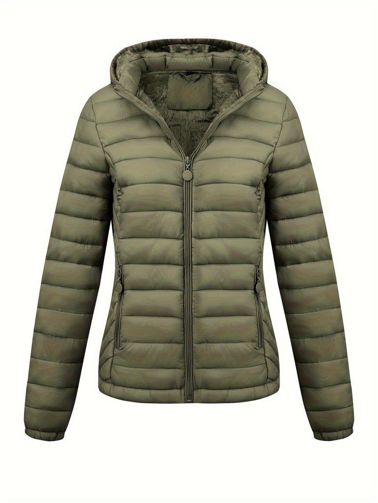 Women's Lightweight Hooded Winter Jacket Nylon Material