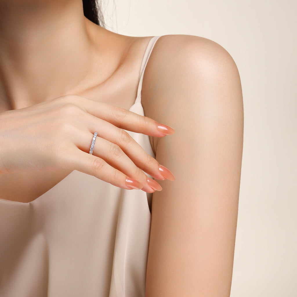 The Radiance - Set With Top-quality Moissanite S925 Silver And Platinum-plated Diamond Wedding Ring Can Be Inspected With A Diamond Pen