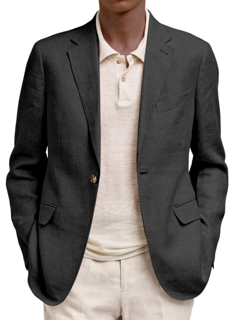 Men's Long-Sleeve Business-Casual Suit With Lapel And Mock Pockets