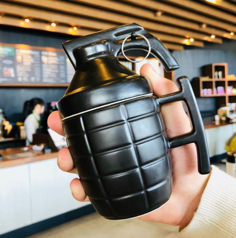 New Style Grenade Ceramic Mug With Lid Military Grenade Weapon Shape Coffee Mug